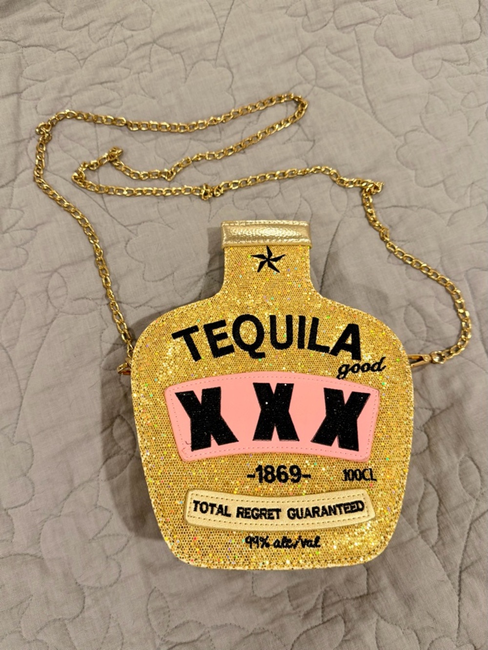 Gold Glitter Tequila Bottle Purse
